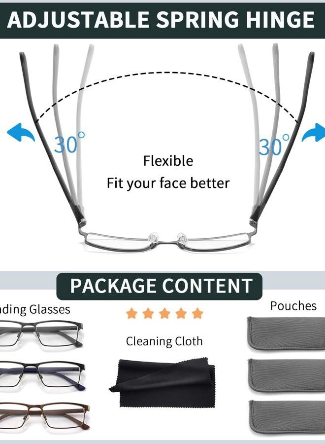 READITEASY 3 Pack Reading Glasses 2.5 Men Blue Light Blocking, Readers Men with Spring Hinge Reduce Eyestrain/UV/Dryness, Mens Reading Glasses 2.5+ - Image 5
