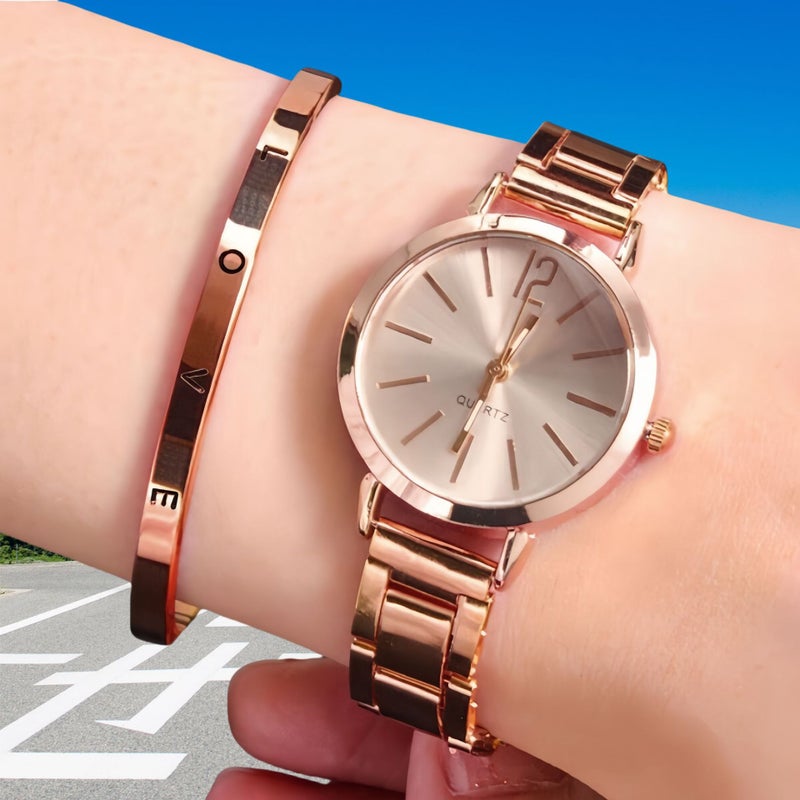 Temperament steel band ladies watch watch fashion simple trend ladies quartz watch bracelet suit wholesale generation A28 rose