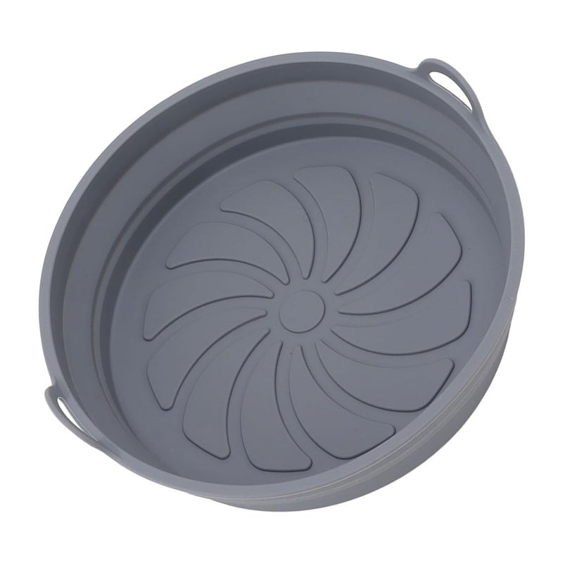 DLEST Air Fryer Liner I Silicone Basket Baking Tray Pot with Handles I NonStick Reusable Heat Resistant I Cooking Oven Insert Accessories Pack of 1 Grey