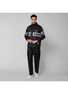 THE CLOWNFISH THE CLOWNFISH Road Rider Men's Casual Style Waterproof Raincoat Polyester Double Coating Reversible Rain Suit With Hood&Inner Mobile Pocket. Set Of Top&Bottom. Printed Plastic Pouch (Black,X-Large)  - Image 2