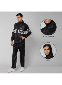 THE CLOWNFISH THE CLOWNFISH Road Rider Men's Casual Style Waterproof Raincoat Polyester Double Coating Reversible Rain Suit With Hood&Inner Mobile Pocket. Set Of Top&Bottom. Printed Plastic Pouch (Black,X-Large)  - Image 5