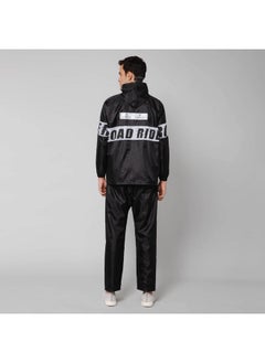 THE CLOWNFISH THE CLOWNFISH Road Rider Men's Casual Style Waterproof Raincoat Polyester Double Coating Reversible Rain Suit With Hood&Inner Mobile Pocket. Set Of Top&Bottom. Printed Plastic Pouch (Black,X-Large)  - Image 3