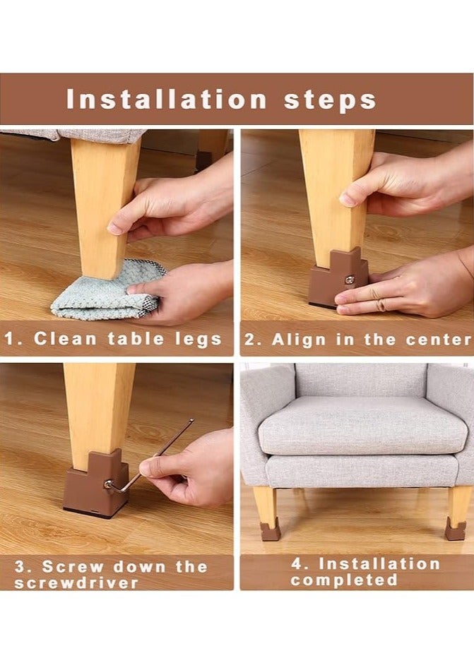 general وسادات قاعدة سرير قابلة للتعديل، رافعات أثاث مع مشابك براغي، رافعات طاولات وأرائك ثقيلة للأرائك والكراسي والمكاتب والخزائن - Image 5