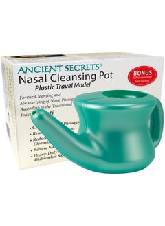 ANCIENT SECRETS Ancient Secrets Neti Pot Sinus Rinse - Nasal Cleansing Pot, Plastic Travel Model, Nasal Irrigation, BPA-Free Neti Pot + 6 Pre-Measured Packs of Nasal Cleansing Salt 