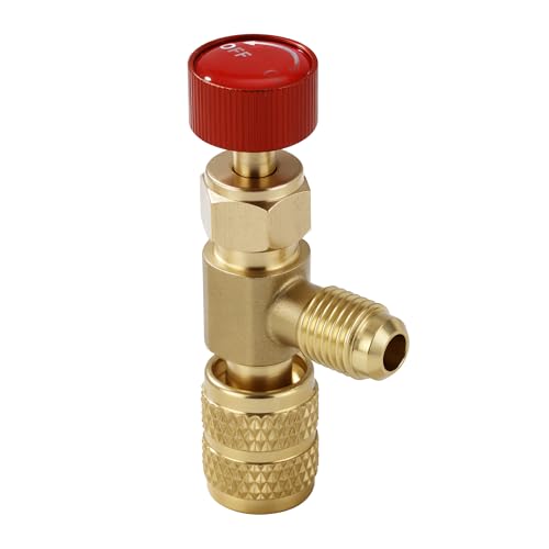 Timsec Refrigerant Charging Valve Set 516 Safety Adapter Flow Control Ball Valve Brass Low Loss HVAC Fittings for R410 Air Conditioner Manifold Maintenance Tools - Image 1