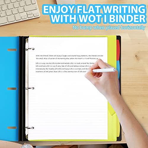 WOT I 1-Pack Telescoping 3 Ring Binder Notebook - Customizable Cover, 5 Dividers & Pocket Folder in One Slim Organizer (60 Sheets Included), Blue - Image 3