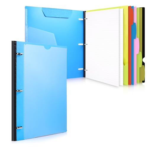WOT I 1-Pack Telescoping 3 Ring Binder Notebook - Customizable Cover, 5 Dividers & Pocket Folder in One Slim Organizer (60 Sheets Included), Blue - Image 1