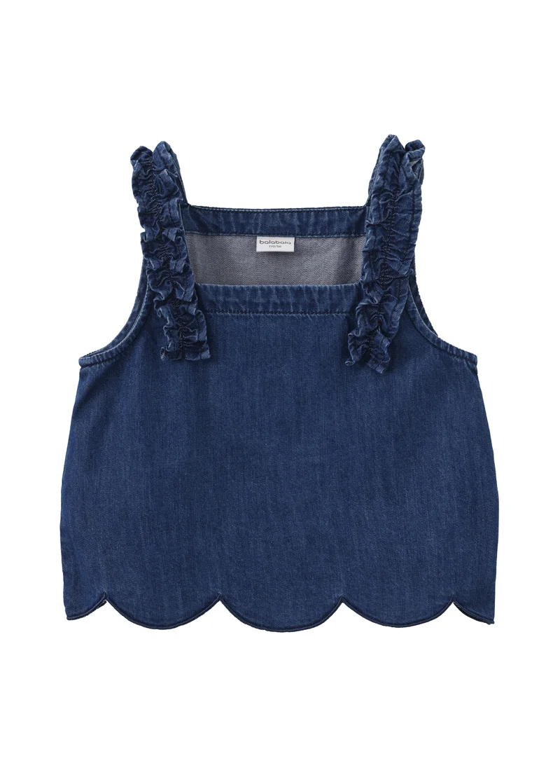 Balabala Dark Blue Kids Girls Denim short sleeve suit for Women | Best Price UAE