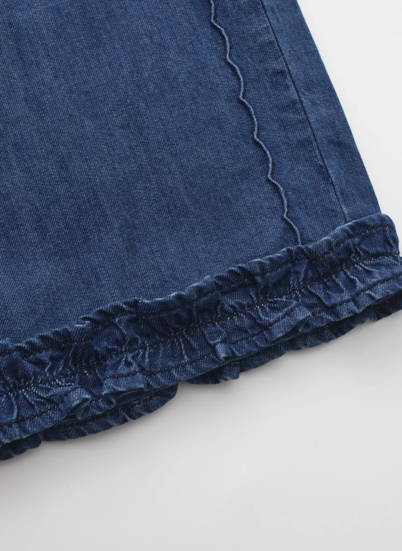 Balabala Dark Blue Kids Girls Denim short sleeve suit for Women | Best Price UAE