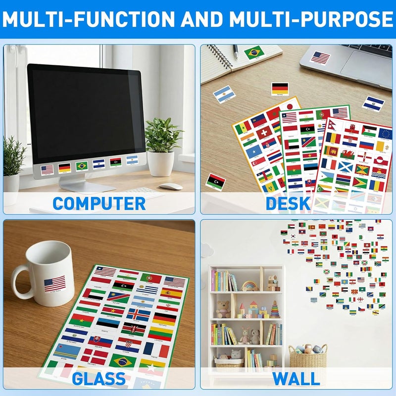 TamBee All-round well-engineered practical build 2026 New Countries Flags Stickers 224PCS Multi Territorial Maps Nations Patterns Face Sticker Travel Stickers Children's Room Decor Labels World Cup A4 7PACKS Olympics Heat resistant - Image 4