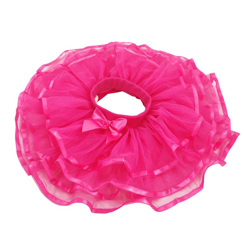 BGFKS 4 Layered Tulle Tutu Skirt for Girls with Matching Hairbow,Girl Ballet Tutu Skirt (Rose, 7-10 Years) - Image 4