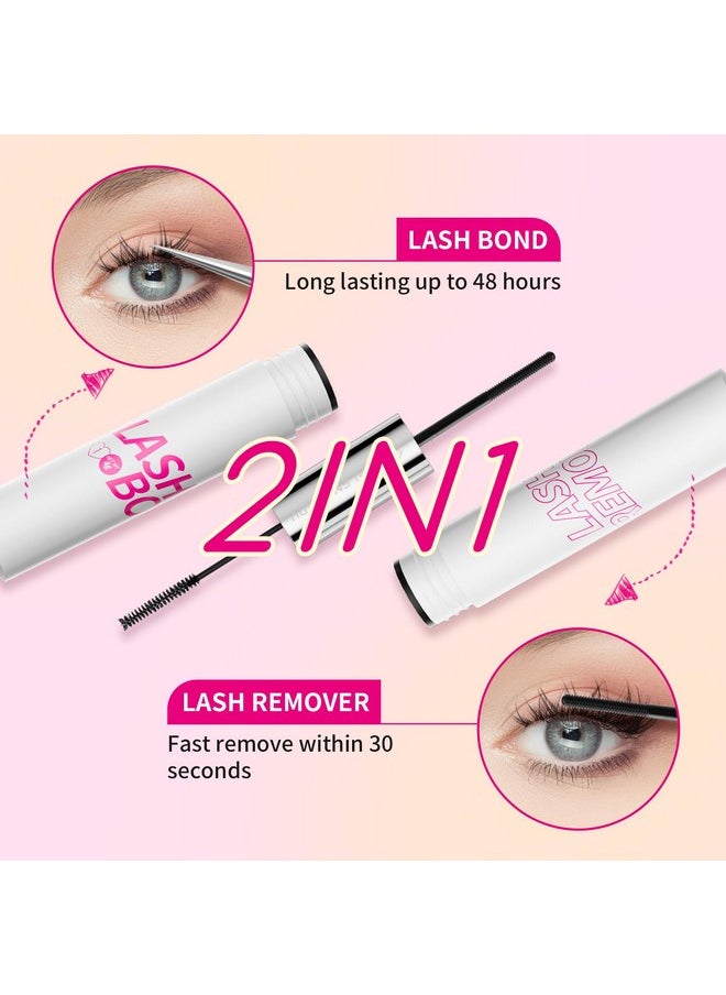 MLEN DIARY - Lash Bond And Remover 2 In 1 Cluster Lash Glue And Lash Glue Remover 24 Hours Long Lasting Super Strong Hold Waterproof Nonirritating Lash Extensions Adhesive Fast Removal No Residue - Image 1