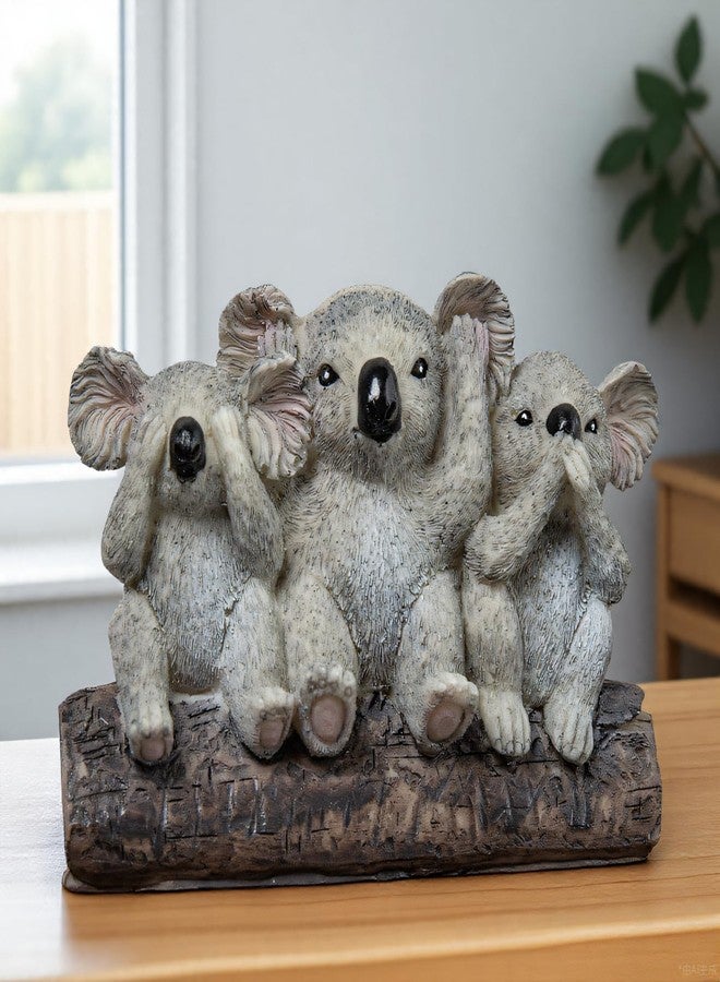 Wanwanzi 3 Wise Koalas Statue Set - 3 in 1 Resin Koalas - Hear No Evil See No Evil Speak No Evil - Realistic Resin Figurine for Home Decor, Desk & Shelf - Natural Style Gift - Image 2