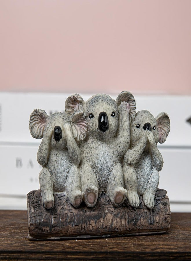 Wanwanzi 3 Wise Koalas Statue Set - 3 in 1 Resin Koalas - Hear No Evil See No Evil Speak No Evil - Realistic Resin Figurine for Home Decor, Desk & Shelf - Natural Style Gift - Image 5