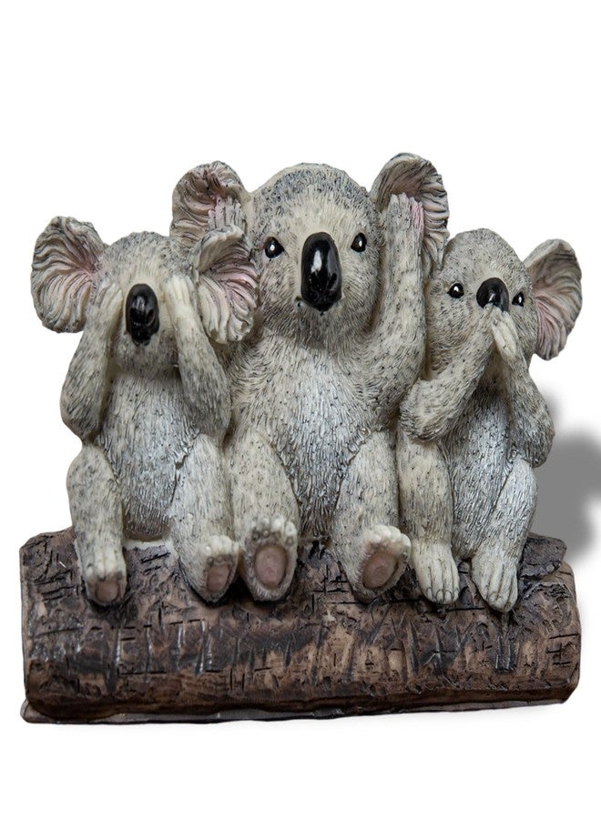 Wanwanzi 3 Wise Koalas Statue Set - 3 in 1 Resin Koalas - Hear No Evil See No Evil Speak No Evil - Realistic Resin Figurine for Home Decor, Desk & Shelf - Natural Style Gift - Image 1