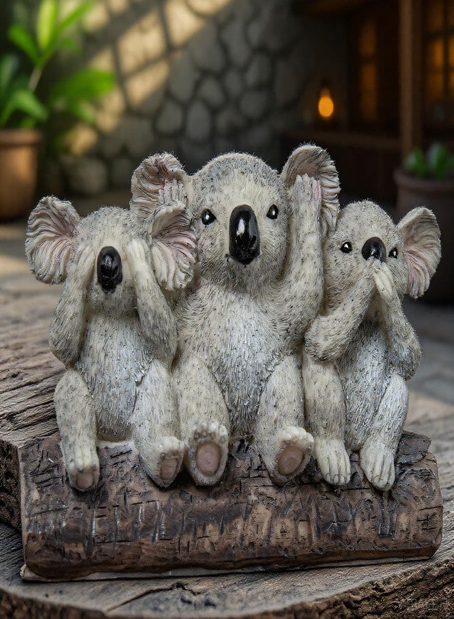 Wanwanzi 3 Wise Koalas Statue Set - 3 in 1 Resin Koalas - Hear No Evil See No Evil Speak No Evil - Realistic Resin Figurine for Home Decor, Desk & Shelf - Natural Style Gift - Image 3
