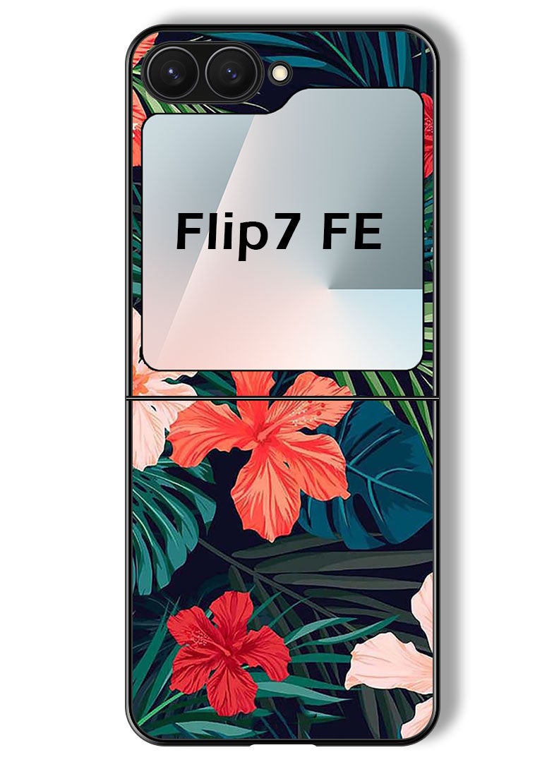 Theodor Case Compatible with Samsung Galaxy Z Flip 7 FE 6.7 Inch Protection Shockproof Bumper Cover Flowers (2) - Image 1