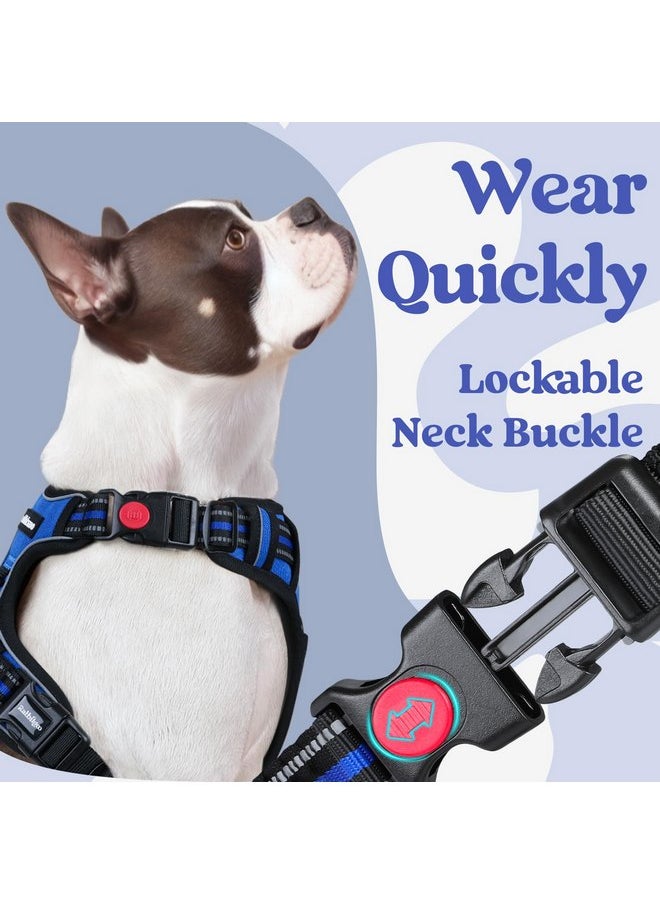 Rabbitgoo rabbitgoo Dog Harness Medium Sized, No Pull Pet Harness with 3 Buckles, Adjustable Soft Padded Dog Vest with Instant Control Handle, Easy Walking Reflective Pet Vest for Medium Dogs, Blue, M  - Image 3