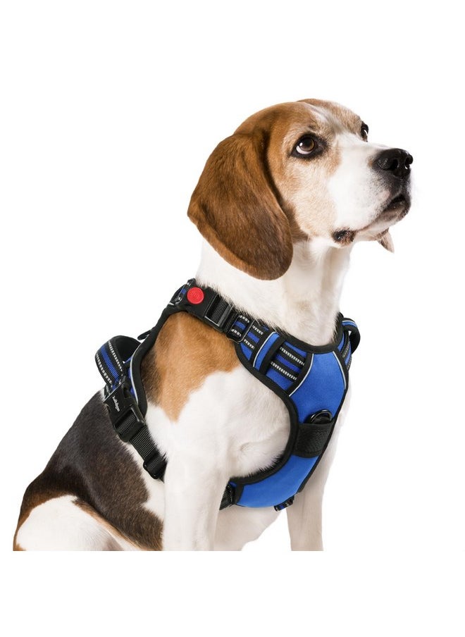 Rabbitgoo rabbitgoo Dog Harness Medium Sized, No Pull Pet Harness with 3 Buckles, Adjustable Soft Padded Dog Vest with Instant Control Handle, Easy Walking Reflective Pet Vest for Medium Dogs, Blue, M  - Image 1