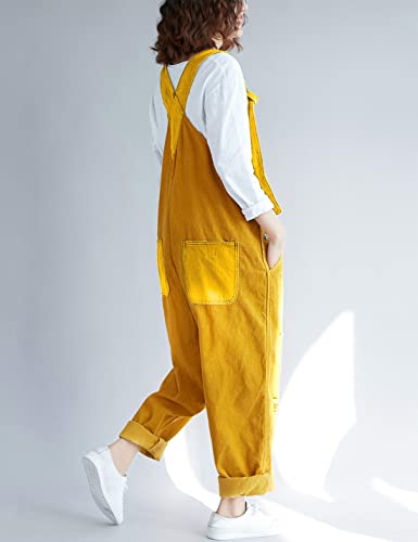 Yeokou Women's Loose Baggy Denim Wide Leg Drop Crotch Jumpsuit Rompers Overalls (One Size, Style 26 Yellow) - Image 5