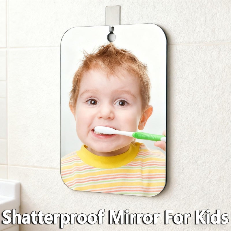 VXKZF Shatterproof Shower Mirror Fogless for Shaving,(Large,1 Pcs 11x8 in) Anti Fog Shaving Mirror No Fog Free Holder NO-Drilling Waterproof, Small Wall Mounted Bathroom Accessories Camping Hanging Men - Image 5