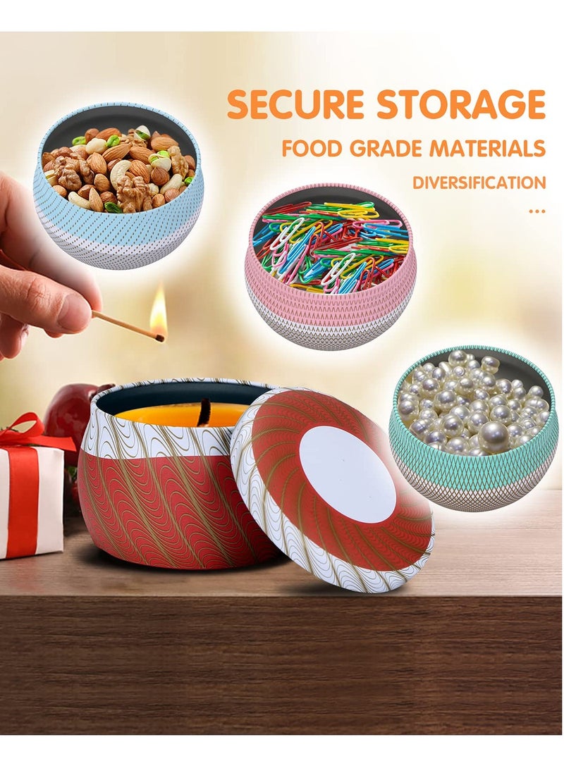 SOLARAE 24 Pcs Candle Tins with Lids DIY Round Containers with Lids for Candle Making Round Metal Containers Storage for Candle Making Arts Crafts Storage 4 Color 12 8oz and 12 4oz - Image 5