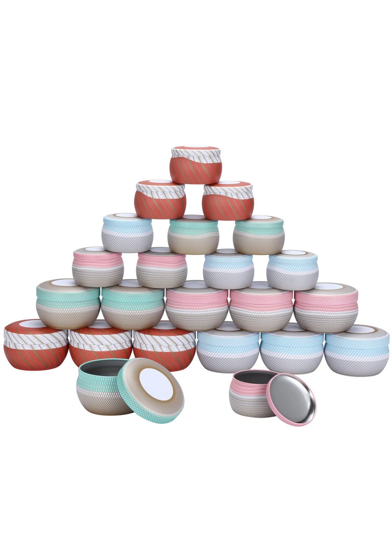SOLARAE 24 Pcs Candle Tins with Lids DIY Round Containers with Lids for Candle Making Round Metal Containers Storage for Candle Making Arts Crafts Storage 4 Color 12 8oz and 12 4oz - Image 1