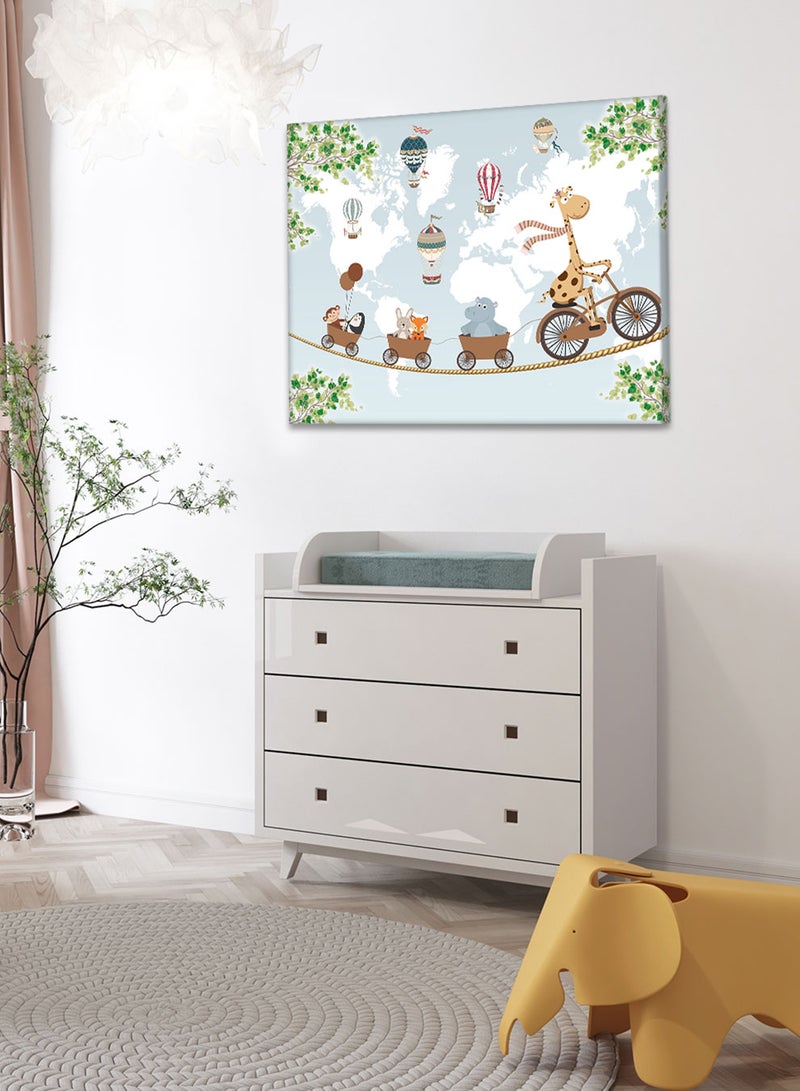 LOWHA Framed Canvas Wall Art Stretched Over Wooden Frame with Animals On A Rope Painting, For Home, Living Room, Office Decor - Image 1