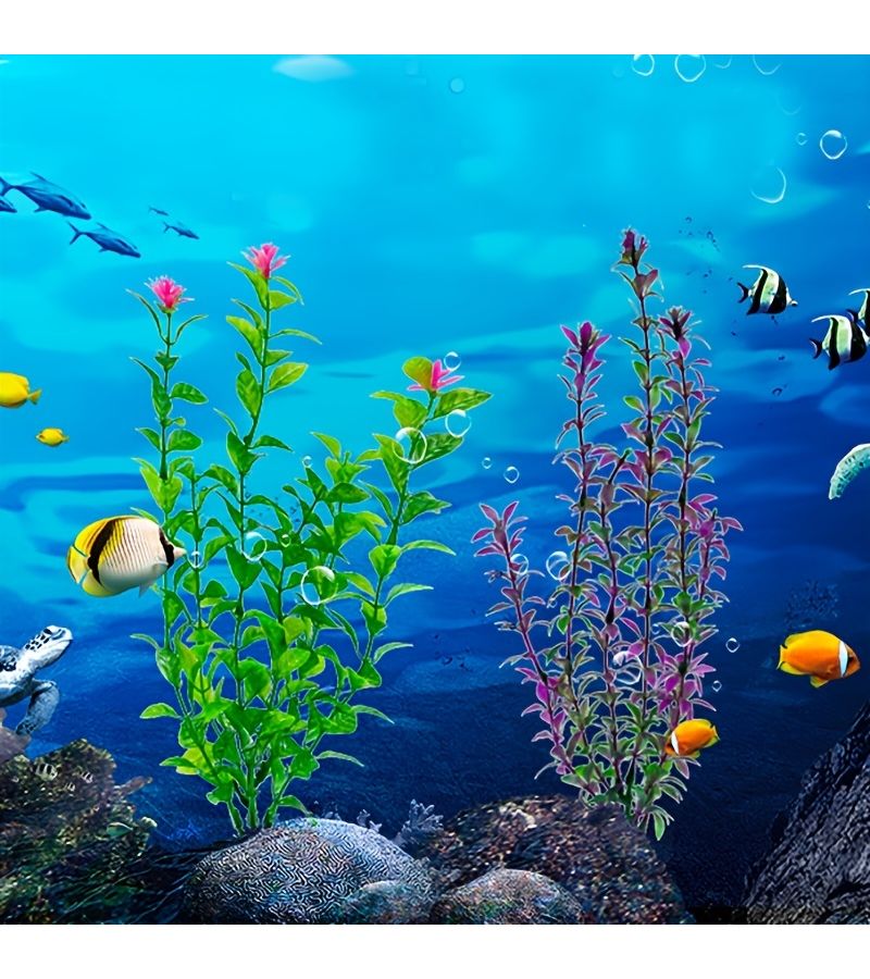 حزمة نباتات أحواض السمك 1221 محاكاة عشب مائي زينة لحوض السمك 11.8 بوصة - Image 1