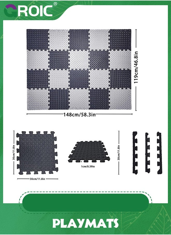 GROIC - Foam Puzzle Mat，Foam Floor Tiles 20 Pieces Interlocking Floor Mats Interlocking Foam Tiles Multi-Purpose Foam Play Mat,Foam Mats for Floor,Kids Playmat(30*30cm) - Image 1