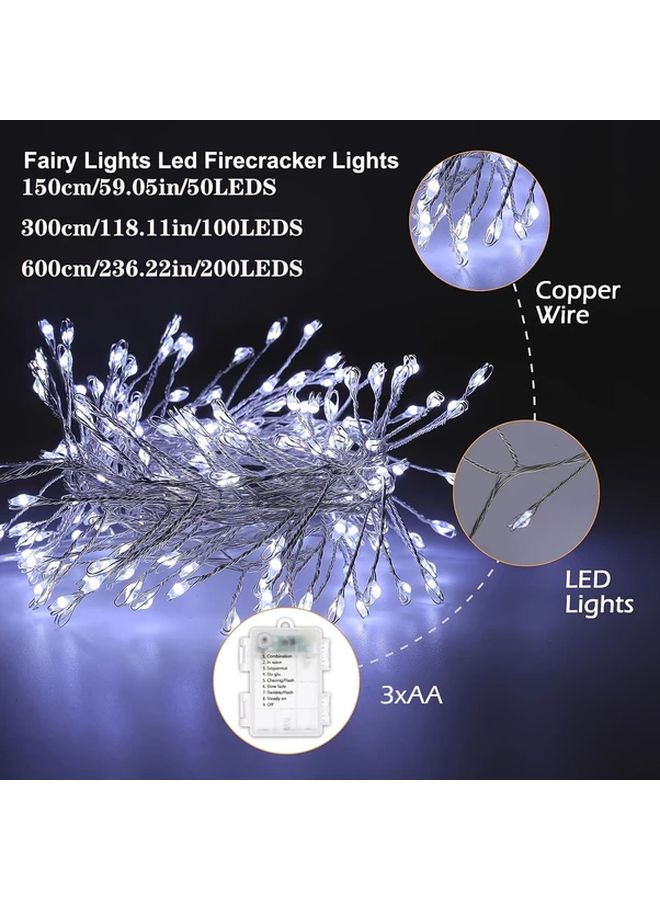 Warm White Fairy Firecracker String Lights 100 Led With Remote Timer 8 Modes Indoor Outdoor Battery Operated - Image 3