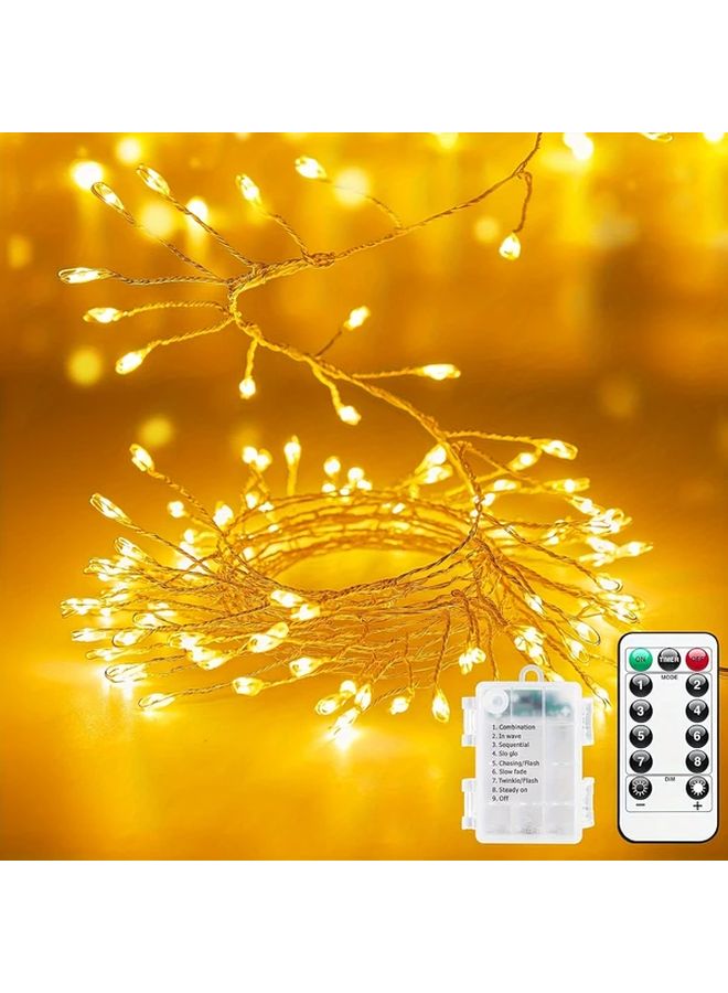 Warm White Fairy Firecracker String Lights 100 Led With Remote Timer 8 Modes Indoor Outdoor Battery Operated - Image 1