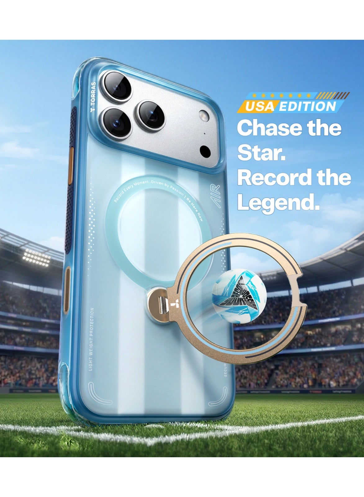 TORRAS Argentina Football Federation Limited Edition, Ostand Q3 Air for iPhone 17 Pro Case, 360 Magnetic Stand, Fit for Magnetic, Mil-Grade Drop Tested, World Cup Inspired, Pampas Eagle Pampas eagle