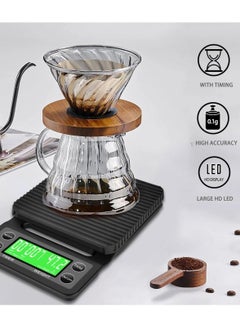BEILINGDUN Electronic Weighing Coffee Scale,Mini Electronic Scale, Coffee Scale with Timer,Professional Digital Coffee Scale,Accurate Electric Kitchen Scale(Tare Function) 5kg/0.1g Black19.5x13.5x3cm  - Image 2