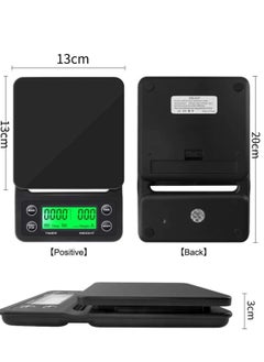 BEILINGDUN Electronic Weighing Coffee Scale,Mini Electronic Scale, Coffee Scale with Timer,Professional Digital Coffee Scale,Accurate Electric Kitchen Scale(Tare Function) 5kg/0.1g Black19.5x13.5x3cm  - Image 3