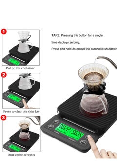 BEILINGDUN Electronic Weighing Coffee Scale,Mini Electronic Scale, Coffee Scale with Timer,Professional Digital Coffee Scale,Accurate Electric Kitchen Scale(Tare Function) 5kg/0.1g Black19.5x13.5x3cm  - Image 5