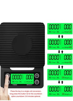 BEILINGDUN Electronic Weighing Coffee Scale,Mini Electronic Scale, Coffee Scale with Timer,Professional Digital Coffee Scale,Accurate Electric Kitchen Scale(Tare Function) 5kg/0.1g Black19.5x13.5x3cm  - Image 4