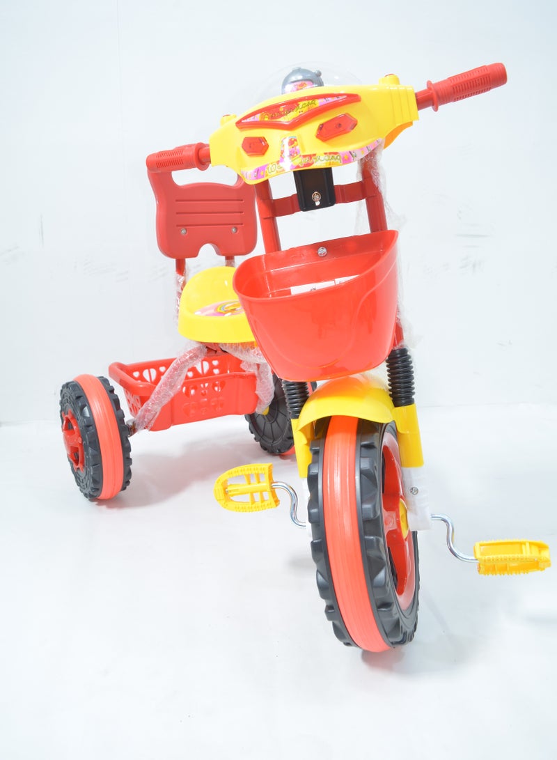 دراجة ثلاثة كفر اطفال بلاستيك مع سلة خلفية وامامية وانارة وموسيقى بالامام - Image 2