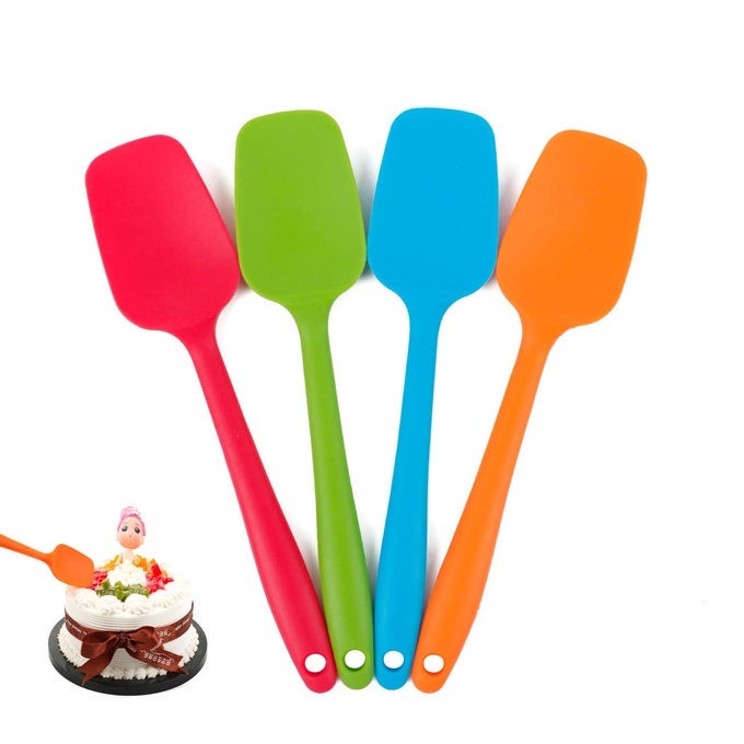 FOOD GRADE SILICONE SPATULA SET HEAT RESISTANT SMALL RUBBER SPATULAS4 PIECE SILICONE SPOONULA SPATULA NONSTICK BAKING CURVED SPATULAS MULTICOLOR217CM856INCH