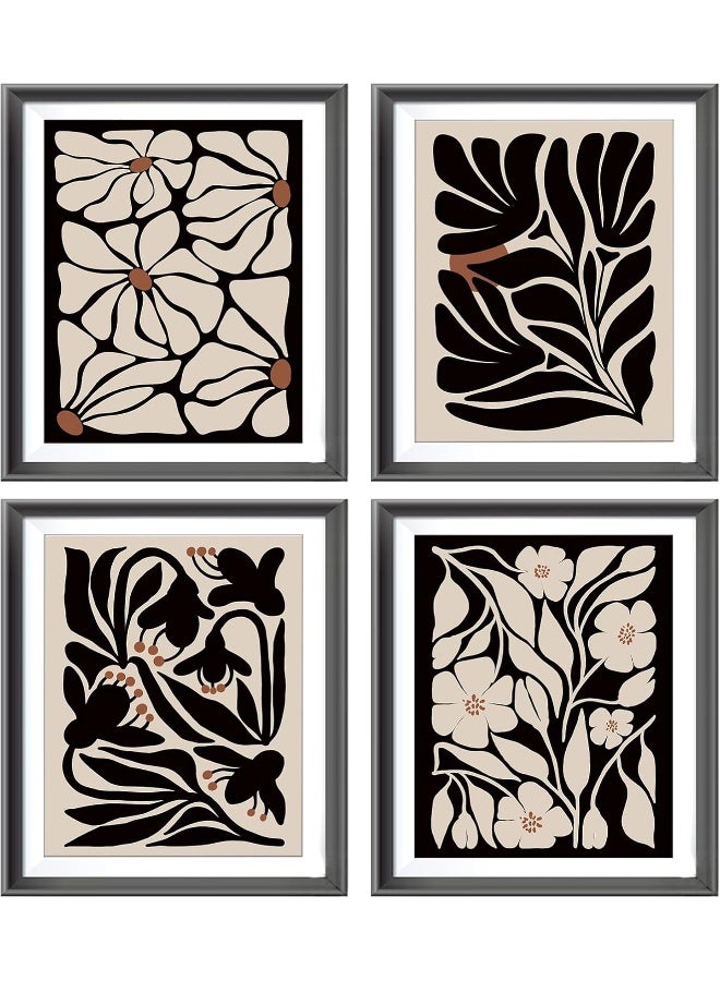 Home Trove Abstract Boho Black Flowers Plant Poster Prints For Home Living Girl Room Dorm Office Decor - Image 1