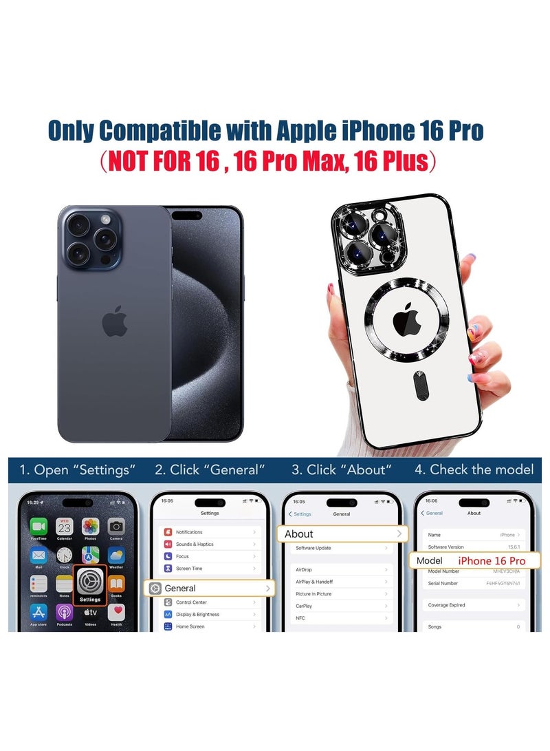 ZIPFORCE for iPhone 16 Pro MagSafe Case with Camera Lens Protector,Full Protection Clear Magnetic Case Compatible with MagSafe Elegant Anti-Scratch Case Cover, Shockproof Bulid-in corner for iPhone 16 Pro Black - Image 2