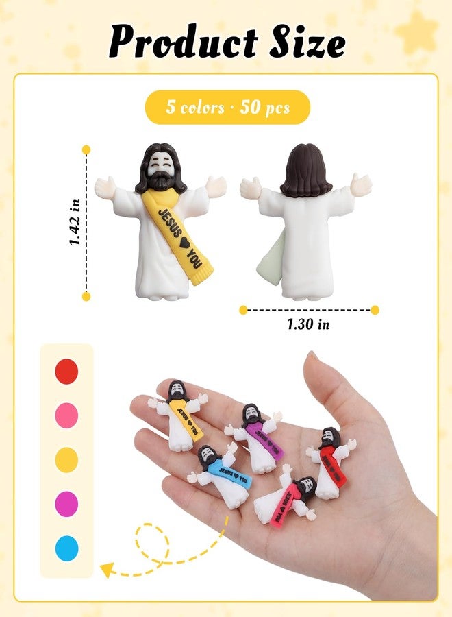 Geyynow 50PCS Miniature Jesus Figures, Mini Jesus Loves You Small Christ, Tiny Rubber Jesus Figurine Bulk, Multicolor - Image 2
