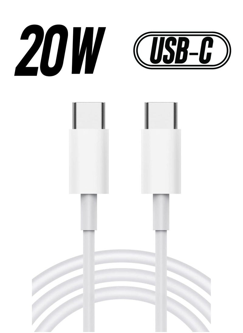 كابل USB C إلى USB C 20W بطول 2م، شاحن سريع بتقنية Power Delivery متوافق مع سامسونج، ماك بوك إير/برو، آيباد برو، آيباد إير، هواوي، شياومي، لينوفو، ون بلس، هواتف وأجهزة أندرويد - Image 1