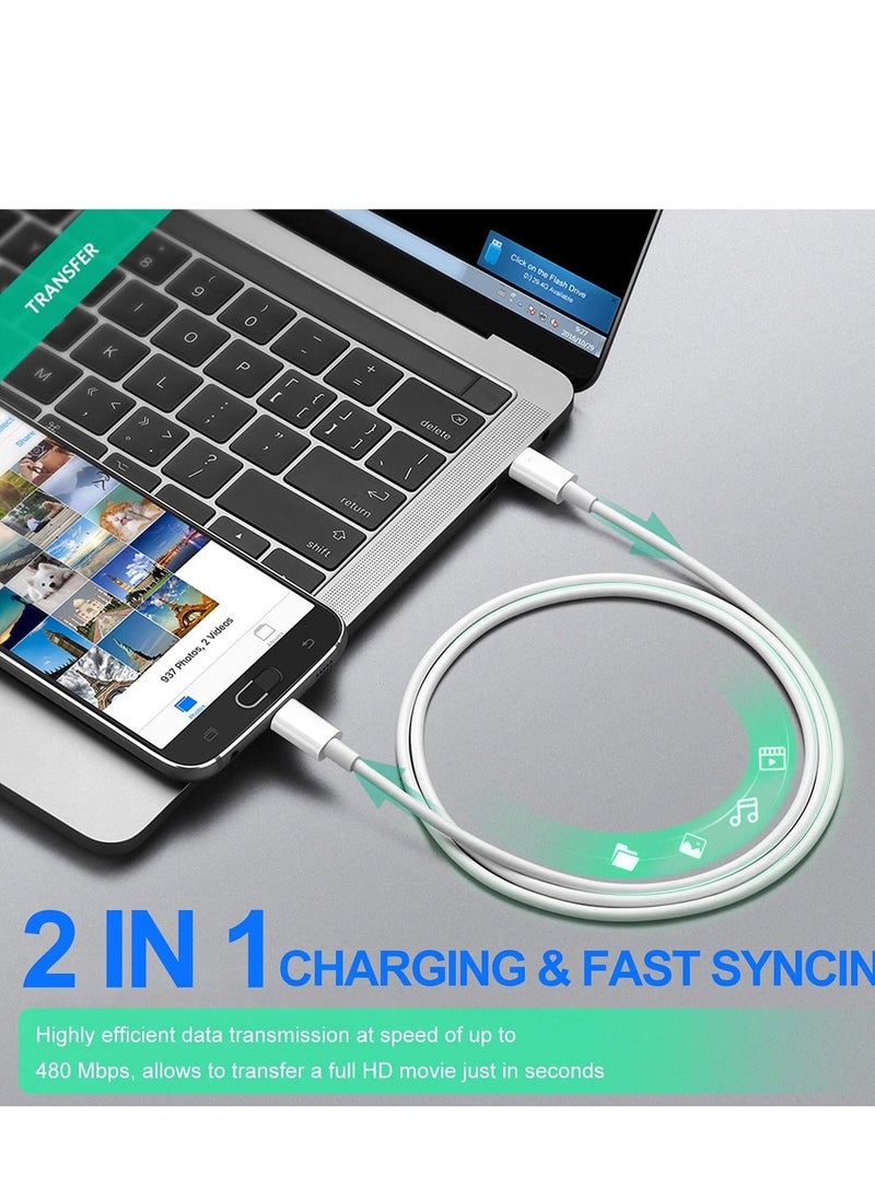 كابل USB C إلى USB C 20W بطول 2م، شاحن سريع بتقنية Power Delivery متوافق مع سامسونج، ماك بوك إير/برو، آيباد برو، آيباد إير، هواوي، شياومي، لينوفو، ون بلس، هواتف وأجهزة أندرويد - Image 2