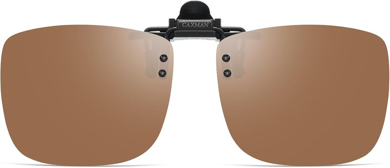 CAXMAN Polarized Clip-on Flip Up Metal Clip Rimless Sunglasses for Prescription Glasses - Image 1