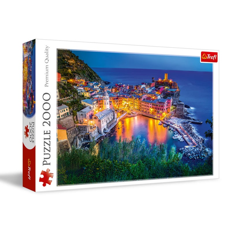 Trefl Vernazza at Dusk 2000 Piece Jigsaw Puzzle Red 38"x27" Print, DIY Puzzle, Creative Fun, Classic Puzzle for Adults and Children from 15 Years Old - Image 1
