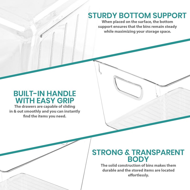 Utopia Kitchen Organizer Bins - 4 Pack Pantry Storage Containers - Large Clear Bins for Fridge, Kitchen Organization and Storage - Image 3