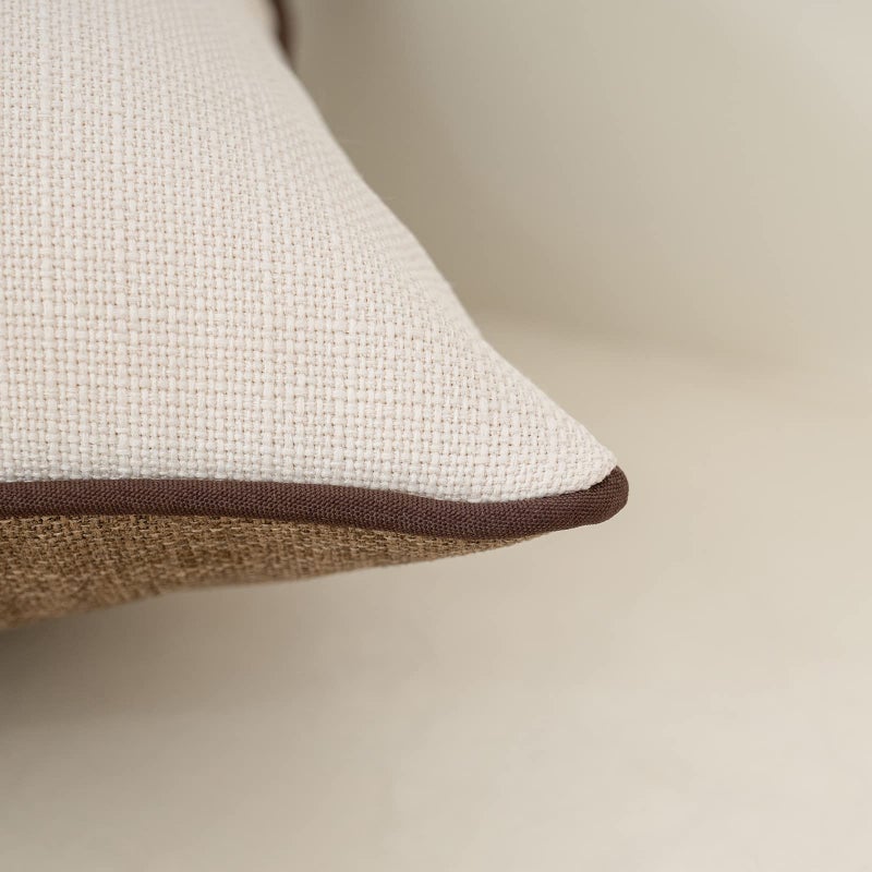 Yangest Patchwork Pillow Cover 12x20 Inch Luxury Cotton and Linen Cushion Cover Rectangle Pillowcover for Couch Bedroom Living Room,Brown - Image 4