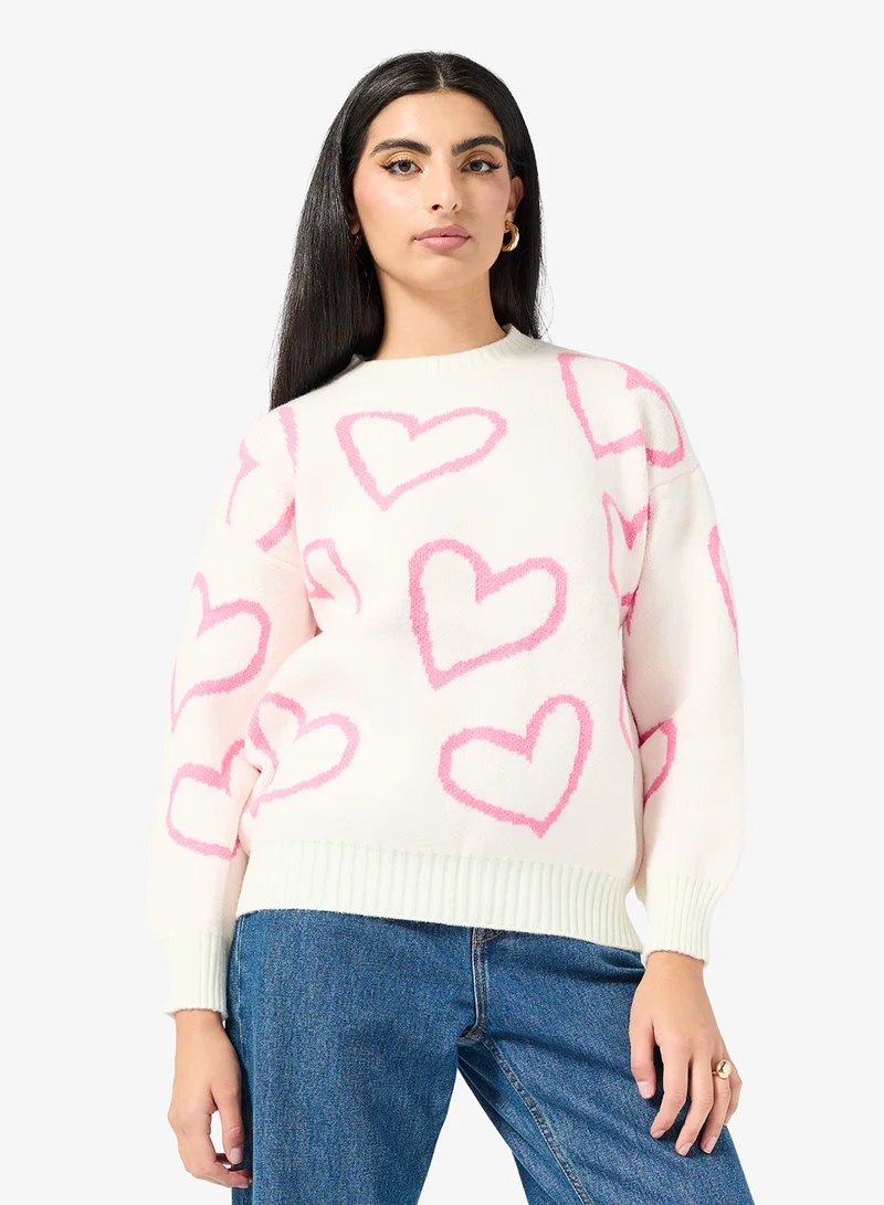 ELLA Sweater With Heart Print