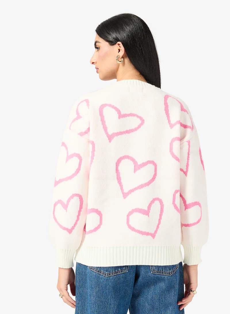 ELLA Sweater With Heart Print